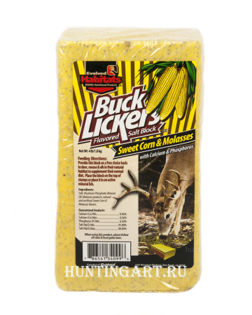 Соль-лизунец Buck Lickers со вкусовой добавкой - Сладкая кукуруза и паточная трава, 1,8 кг купить в интернет-магазине ХантингАрт